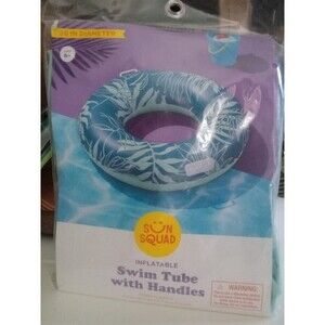NEW Sun Squad Inflatable Swim Tube Leaves With Handles 36” Summer Pool